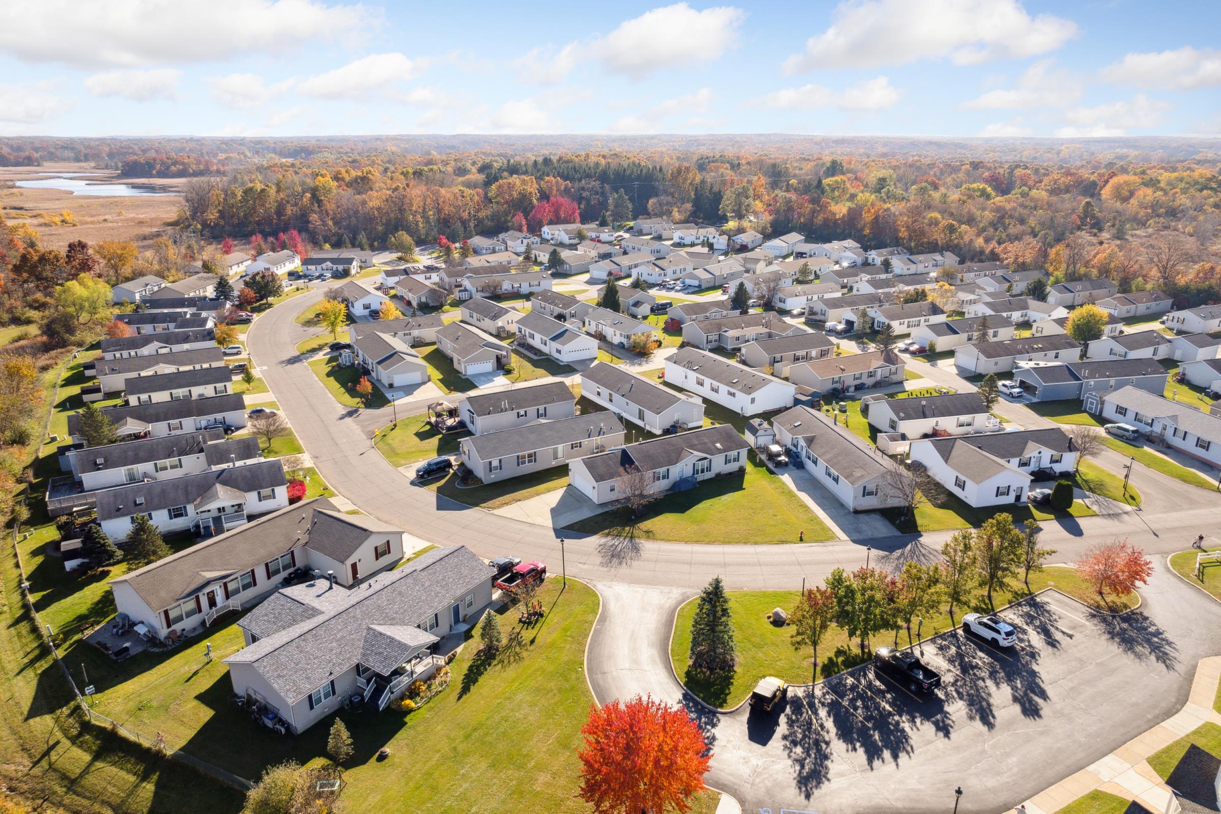 aerial image of manufactured housing community