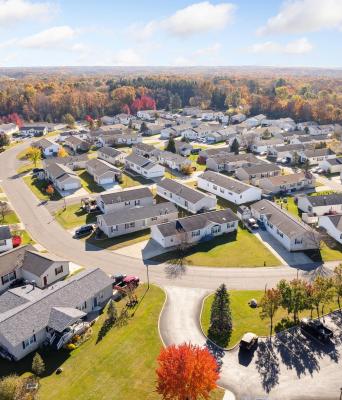 aerial image of manufactured housing community